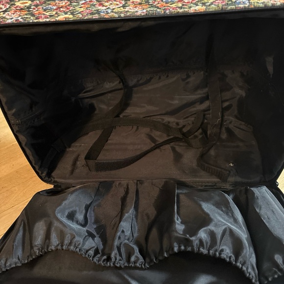 Vintage Tapestry Sewing Machine Rolling Luggage Trolley Bag Case Tote XL Roomy! - Picture 9 of 13